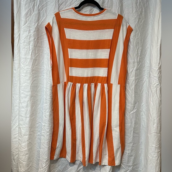 Boden Vibrant Orange and White Cotton Jersey Tshirt Dress - Picture 3 of 7